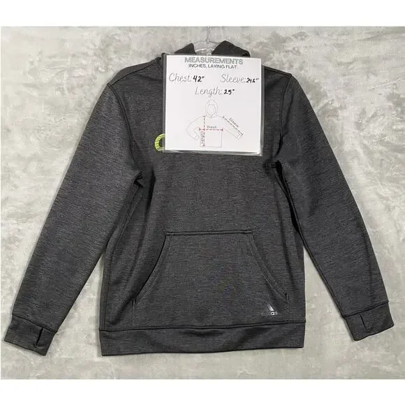 Women’s Medium Hoodie Adidas Climawarm Pullover Logo Activewear Sweatshirt Gray - Picture 11 of 11